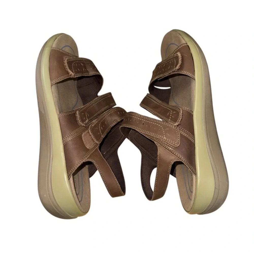 Orthofeet 932 Mens 12D WIDE Brown‎ Leather Adjustable Straps Comfort Sandals